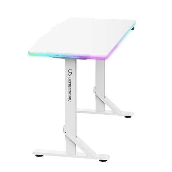 ULTRADESK IRON WHITE herní stůl, 132,5x60,5 cm, 71-81 cm, mechanické nastavení výšky
