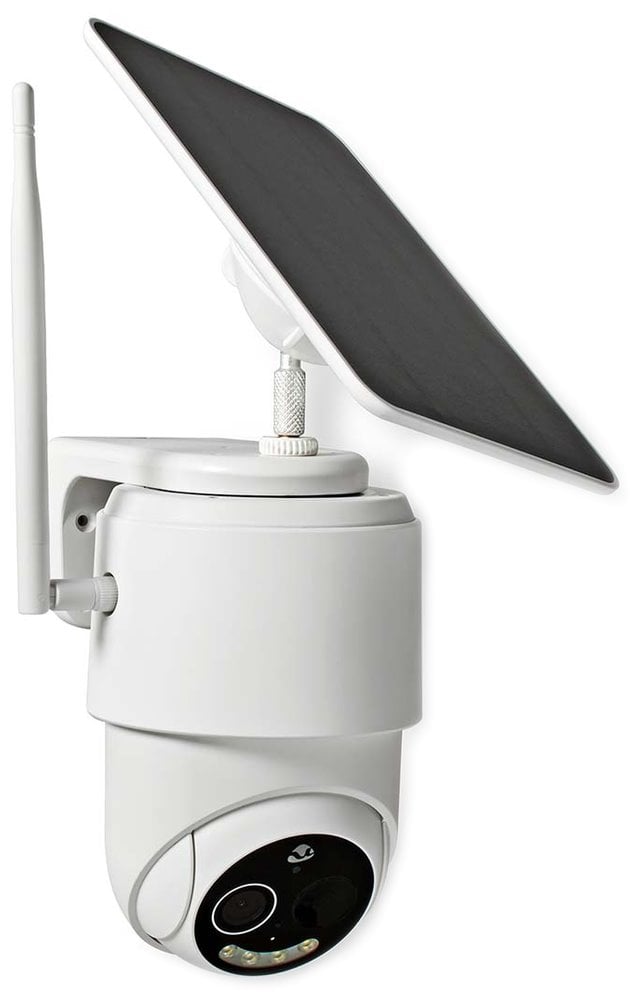 NEDIS IP kamera dobíjecí/ venkovní/ IP65/ Wi-Fi/ 1080p/ PIR senzor/ USB-C/ microSD/ noční vidění/ Android/ iOS/ bílá