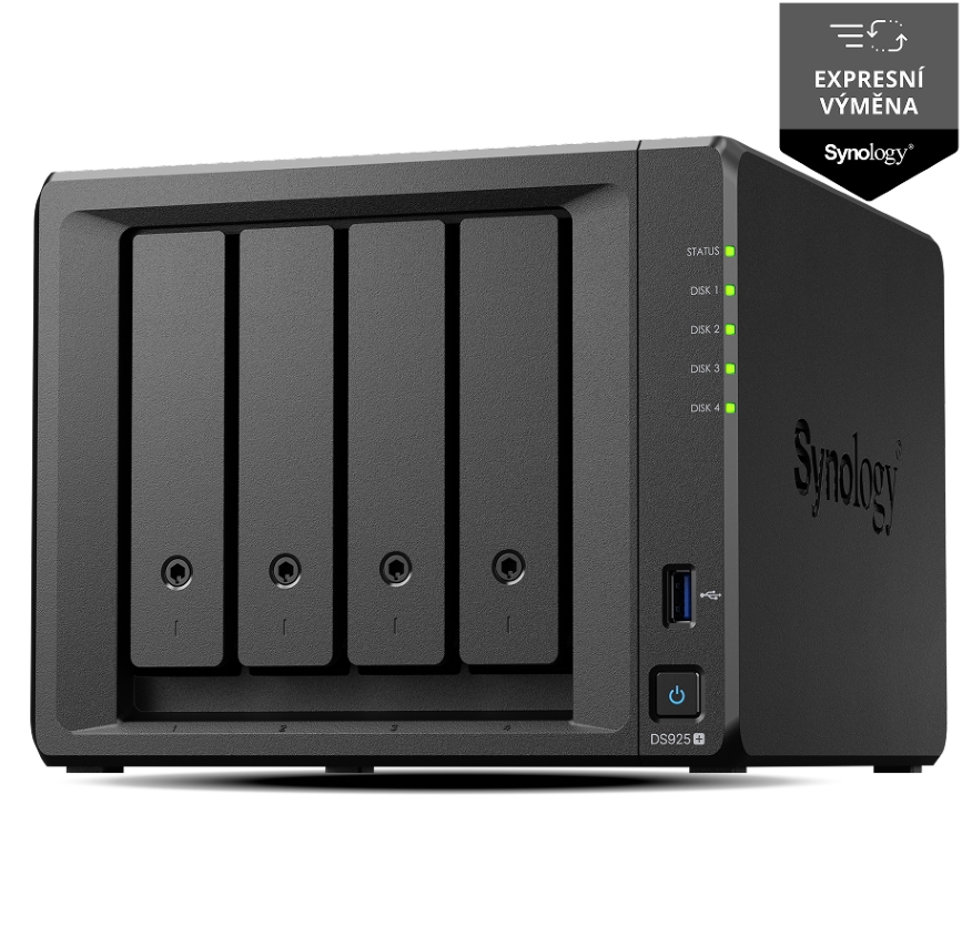 Synology NAS DS925+ 4x0HDD V1500B 4GB DDR4 ECC 2x2,5GbE RJ45 3 roky