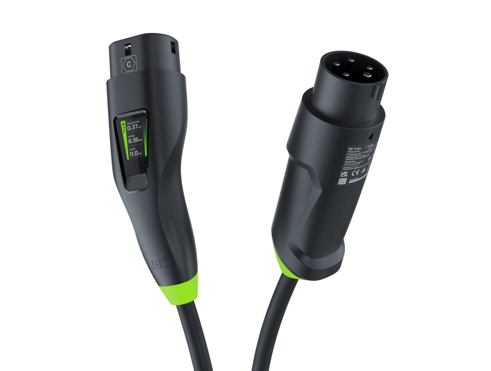 Green Cell Habu EVGC01 Mobile EV charger for electric vehicles 11 kW 7 m Type 2 CEE Wallbox Black