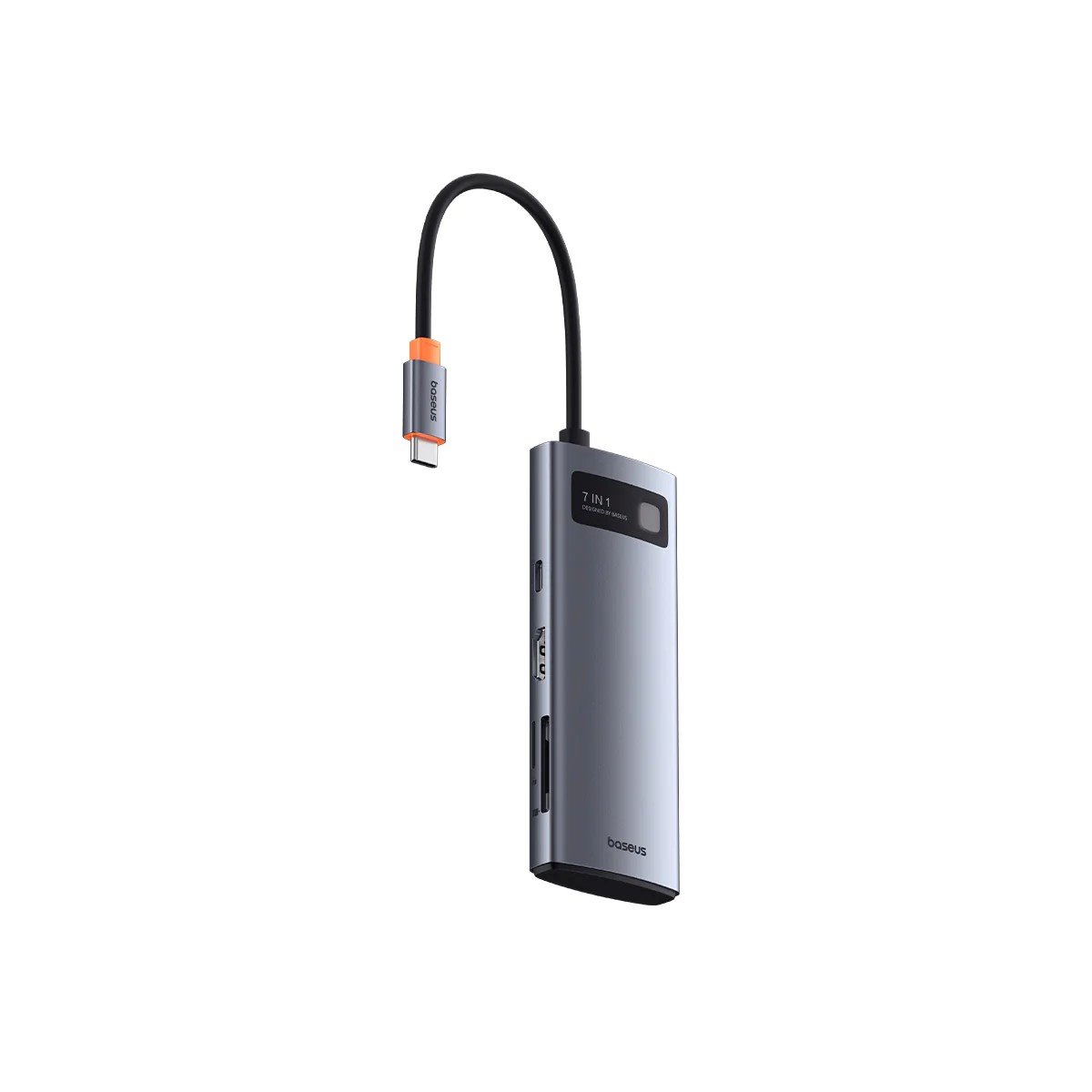 Baseus Metal Gleam 7v1 USB-C Hub HDMI 4K 60Hz / 3x USB 3.0 / USB-C PD / SD / microSD – šedý