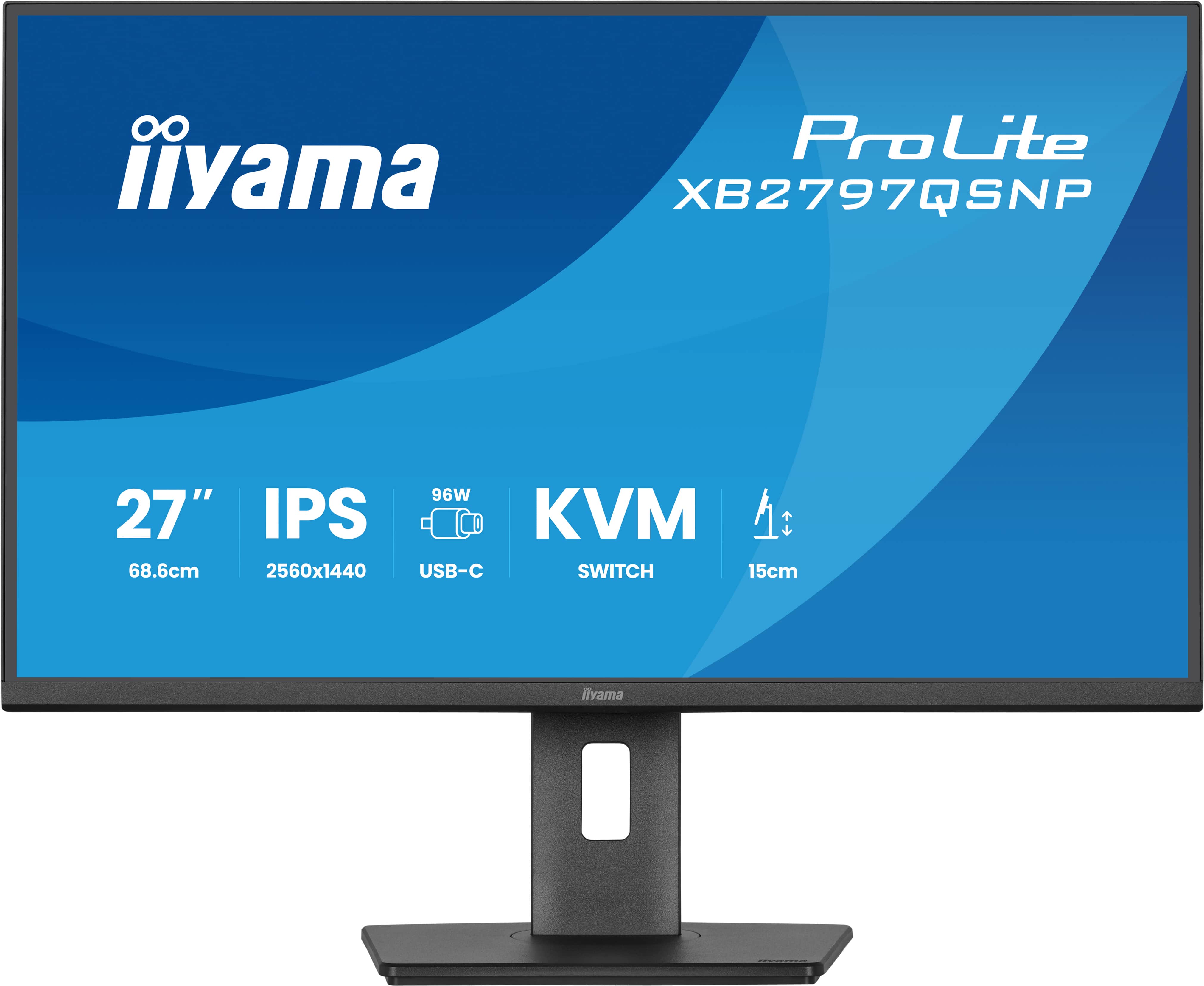 iiyama ProLite XB2797QSNP-B1 - LED monitor - 27  - 2560 x 1440 QHD @ 75 Hz - IPS - 350 cd/m? - 1000:1 - 1 ms - HDMI, DisplayPort, USB-C - reproduktory - cerná, matná