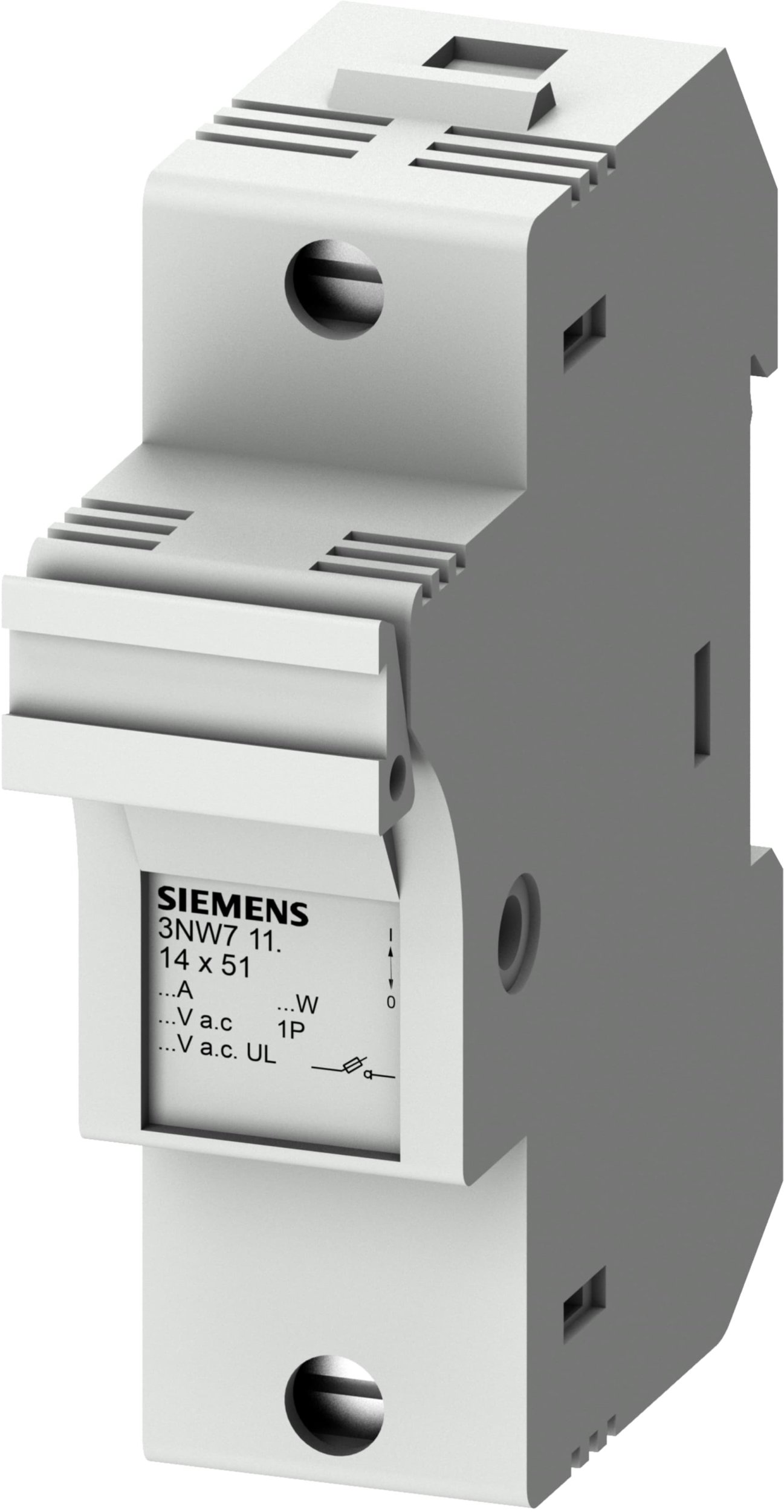 Siemens Pojistková základna pro válcové pojistky 14x51mm 50A 1-pólová. Pro DIN lištu 3NW7111