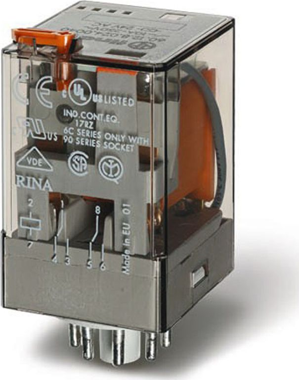 Finder Relé 2P 10A 230V AC 60.12.8.230.0040 Finder, Finder, F60-12-8-230-0040.