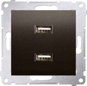 Kontakt-Simon Kontakt - Nabíječka Simon Simon 54 2xUSB 2.1A 5V/DC matně hnědá (DC2USB.01/46)