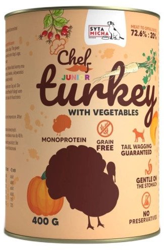 SYTA MICHA Chef Turkey with vegetables Junior - vlhké krmivo pro psy - 400g