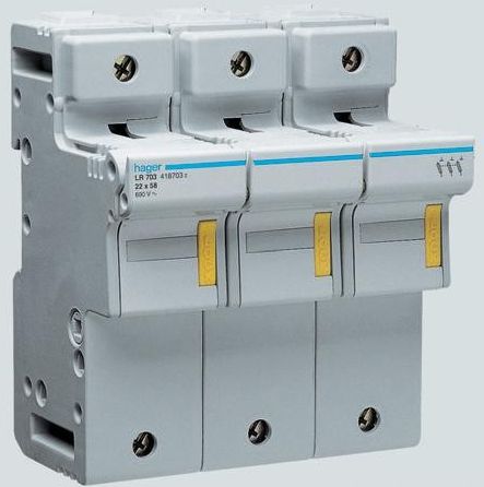 Hager Modulární pojistková patice 3P L58 Pojistka 22x58mm, 125A 500V (LR703)