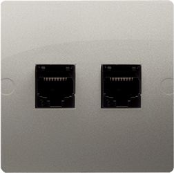 Kontakt-Simon Kontakt - Simon Simon Basic dvojitá počítačová zásuvka RJ45 kat. 5e saténová (BMF52.02/29)