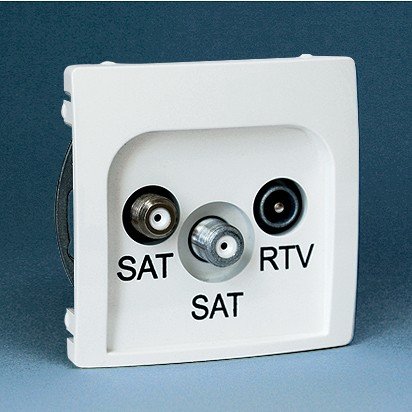 Kontakt-Simon ZÁKLADNÍ MODUL Anténní zásuvka SAT/SAT/RTV, koncová, bílá - BMZAR+SAT3.1-P2.01/1