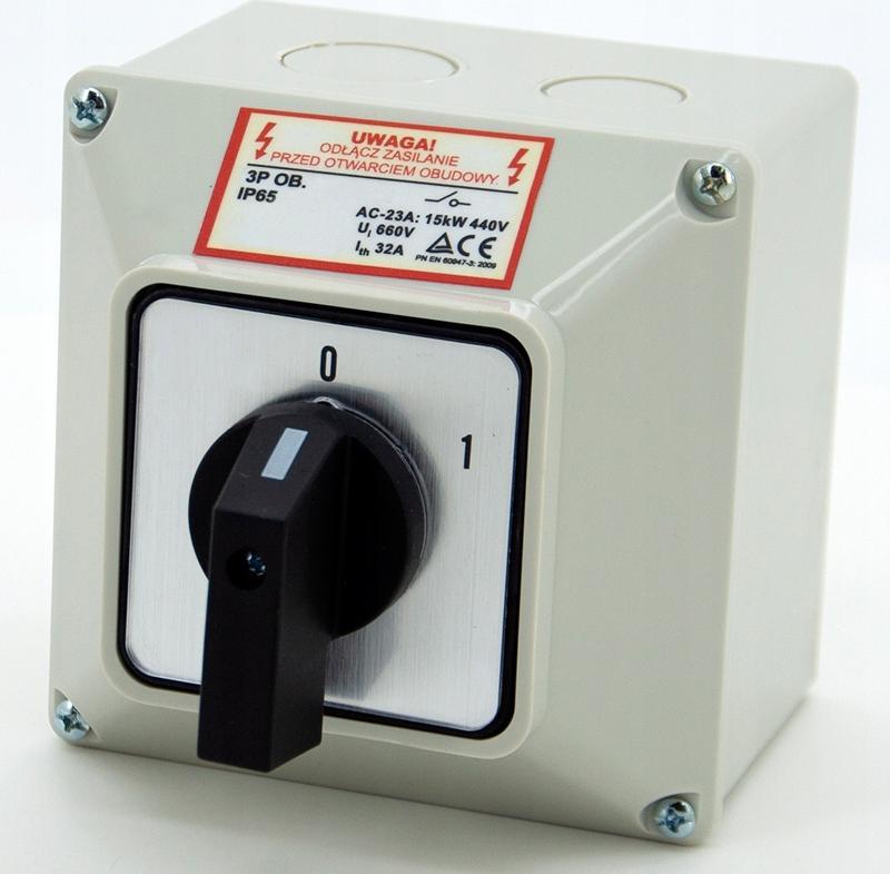 ELS Elektrotechnika VAČKOVÝ SPÍNAČ 25A 0-1 3F V POUZDŘENÍ IP65 LW25 0-1 3P OBJ.