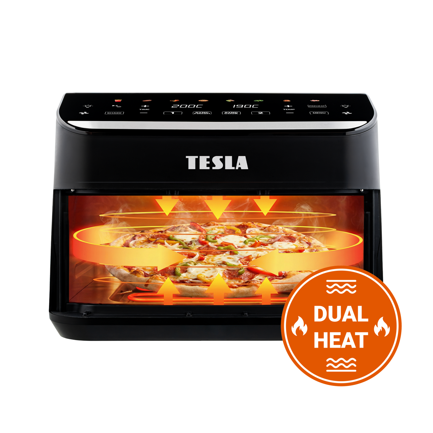 TESLA AirCook DualHeat QD575 XXL - multifunkční duální digitální horkovzdušná fritéza