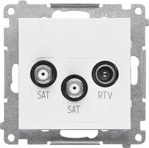 Kontakt-Simon Anténní zásuvka SAT-SAT-RTV Kontakt-Simon 55 TASK2.01/111, dvojitý satelitní modul. 2x Vstup: 5 MHz÷2,4 GHz, matně bílá