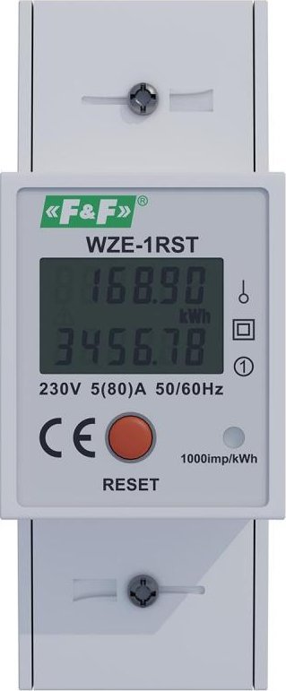 F&F 1fázový elektroměr WZE-1RST reset