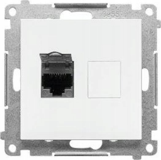 Kontakt-Simon Počítačová zásuvka RJ45 Kontakt-Simon 55 T61E.01/111 jednoduchá kategorie 6, stíněná s protiprachovým krytem, bílá matná