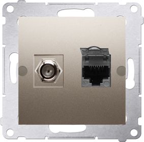 Kontakt-Simon Kontakt Simon Simon 54 typ F a RJ45 kat. 6 anténní a počítačová zásuvka, matně zlatá (DASFRJ45.01/44)