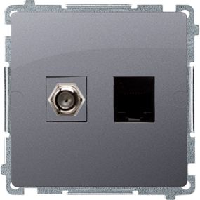 Kontakt-Simon Kontakt Simon Anténní zásuvka typu F + RJ45 počítač Simon Basic matně stříbrná (BMAFRJ45.01/43)