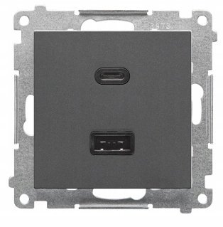 Kontakt-Simon Kontakt - Simon Simon USB C+A nabíječka (modul), 30 W, 230 V grafitově matná TEC2CAQ.01/116