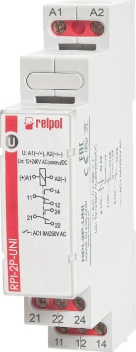 Relpol Elektromagnetické relé 2P AgSnO2 12-240V AC/DC 50/60Hz 8A RPI-2P-UNI 863379
