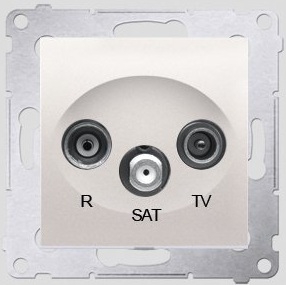 Kontakt-Simon SIMON54 Zásuvka pro průchozí anténu RTV/SAT krémová - DASP.01/41