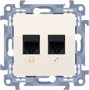 Kontakt-Simon Kontakt - Simon Simon 10 dvojitá počítačová zásuvka RJ45 kat. 5e krémová (C52.01/41)