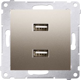 Kontakt-Simon Kontakt - Nabíječka Simon Simon 54 2xUSB 2.1A 5V/DC matně zlatá (DC2USB.01/44)