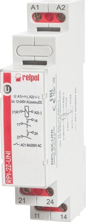 Relpol Elektromagnetické relé 2Z AgSnO2 12-240V AC/DC 50/60Hz 8A RPI-2Z-UNI 863381