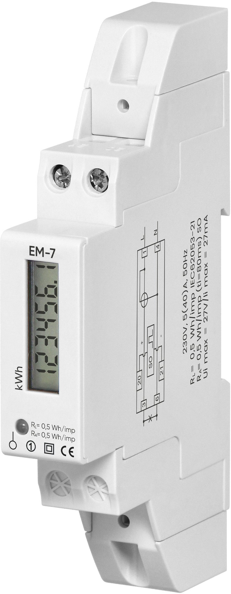Orno Jednofázový digitální ukazatel spotřeby elektřiny, 40A, 1 modul, DIN TH-35mm