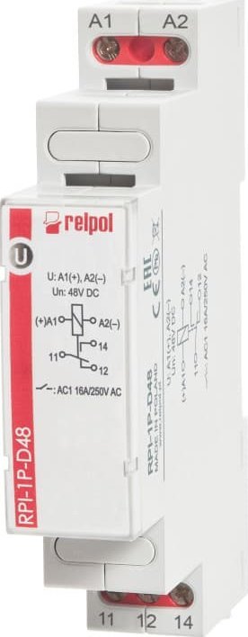 Relpol Elektromagnetické relé 1P 16A 48VDC AgSnO2 RPI-1P-D48 863357