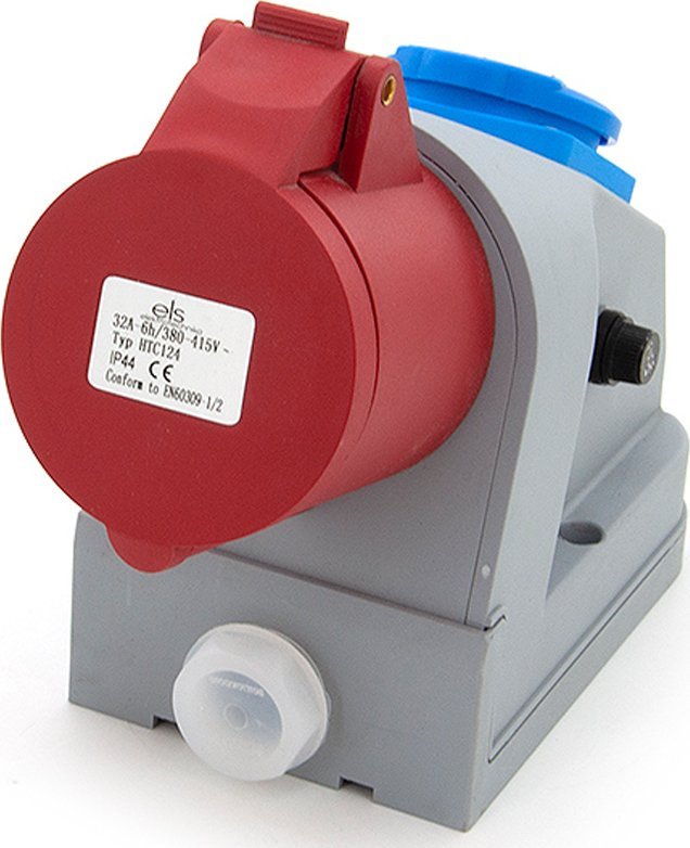 ELS Elektrotechnika Pevná kombinovaná zásuvka 32A/4P + GS 230V + pojistka, ELS Elektrotechnika, N101/4