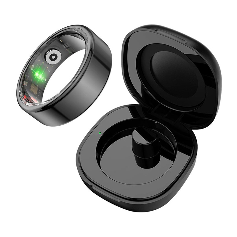 Chytrý prsten COLMI R02, velikost 8, 18,1 mm (černý) + nabíjecí pouzdro
