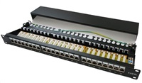 19  Patch panel XtendLan 24port, STP, Cat5E, krone, černý - LED vyhledávání