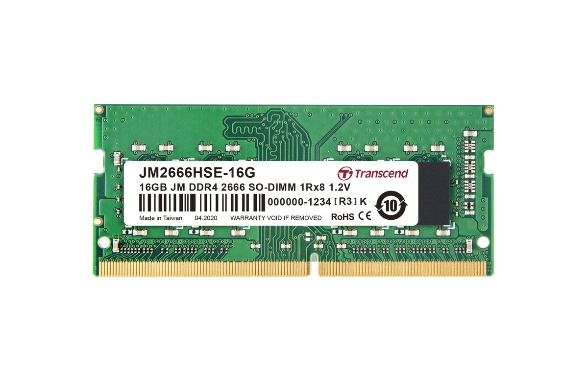 SODIMM DDR4 16GB 2666MHz TRANSCEND 1Rx8 2Gx8 CL19 1.2V