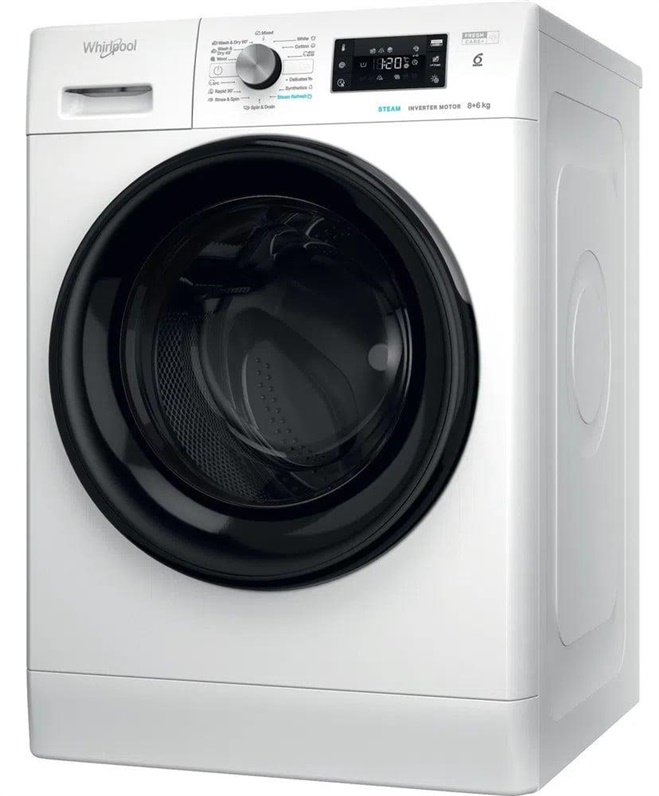 Whirlpool FFWDB 864349 BV EE kombinovaná pračka/sušička Stojací Přední plnění Bílá D