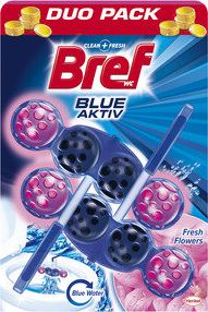 WC čistič-osvěžovač BREF BLUE AKTIV FLOWERS, 2×50 g