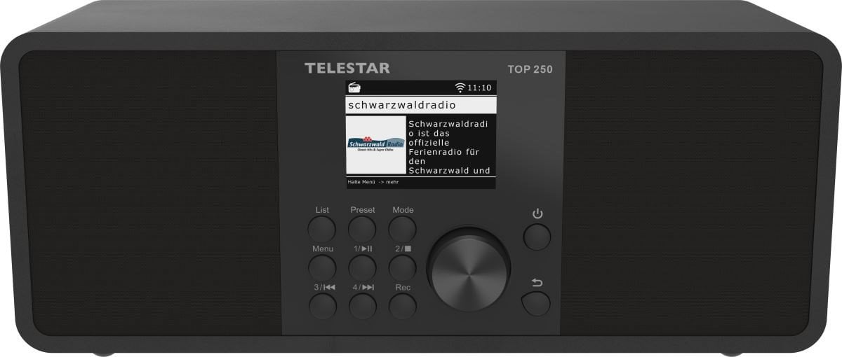 Telestar TOP250 stereo internetové/DAB+/FM rádio, Bluetooth, USB nahrávání, Wi-Fi, CZ OSD menu,černá
