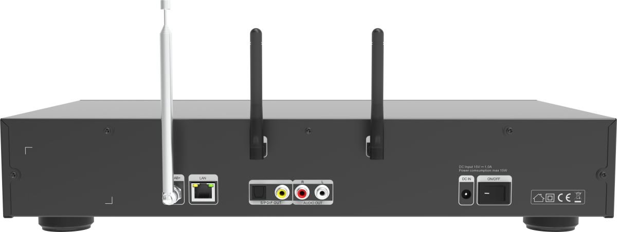 Telestar TOP500 Hi-Fi tuner DAB+/FM/internetové rádio, BT, USB, LAN/Wi-Fi, CZ OSD menu, černá