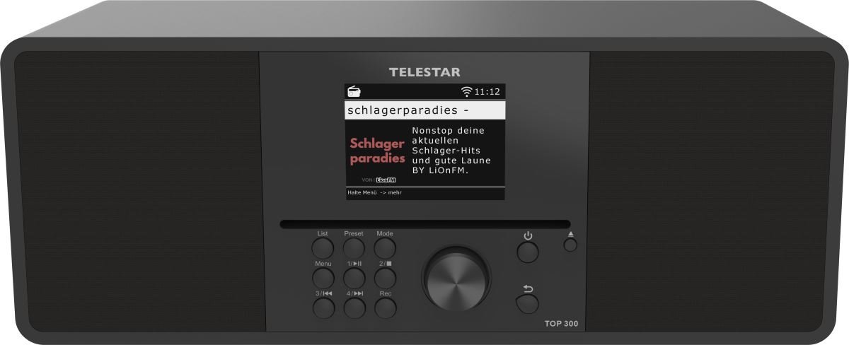 Telestar TOP300 stereo internetové rádio CD/DAB+/Wi-Fi/BT/USB, Černá