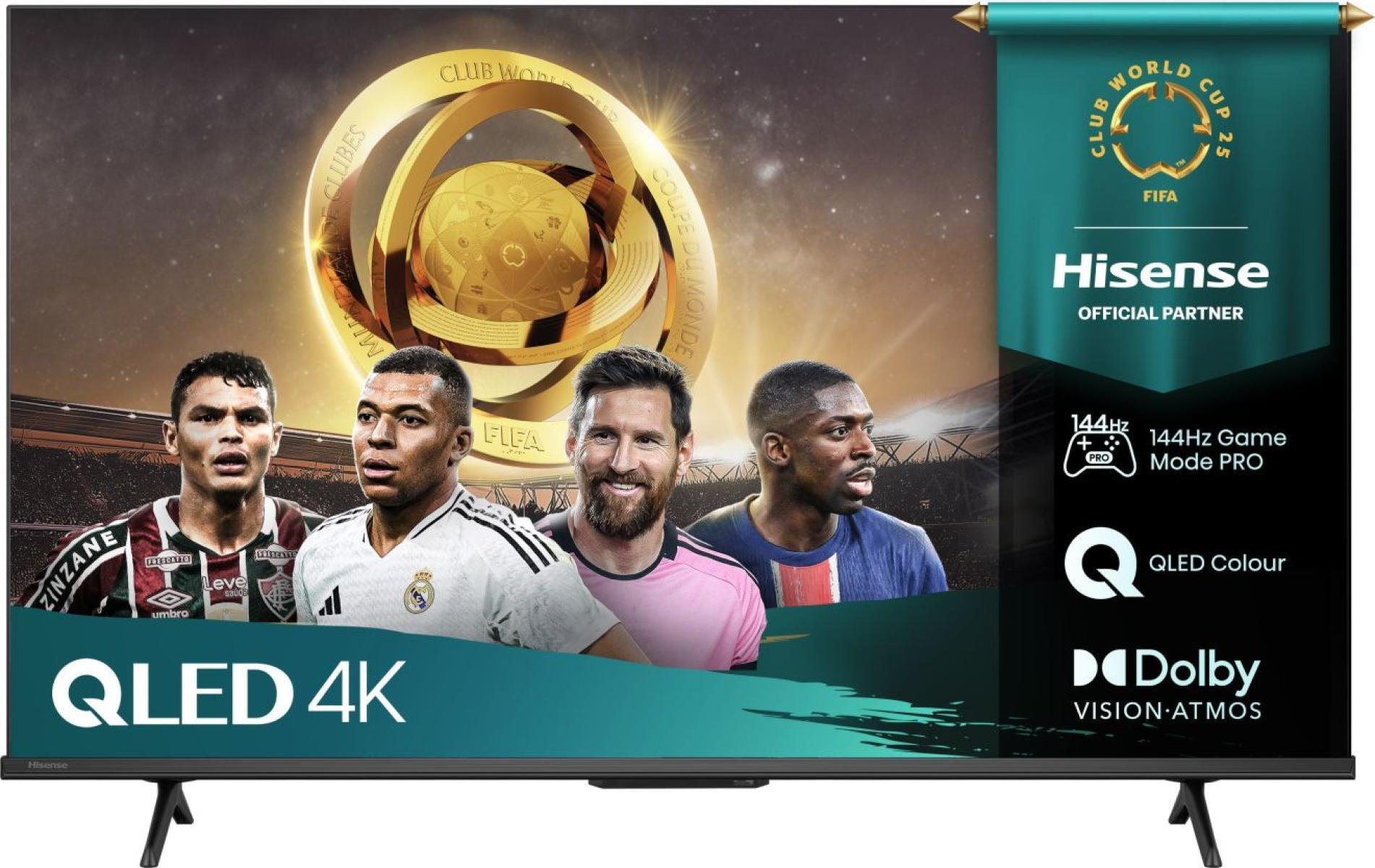 Hisense 43E77Q Pro (108 cm (43 palců), černý, UltraHD/4K, trojitý tuner, nahrávání na USB, timeshift, 144Hz panel)