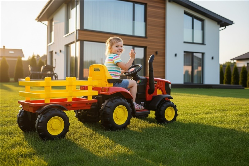 Dětský elektrický traktor s přívěsem Hatis