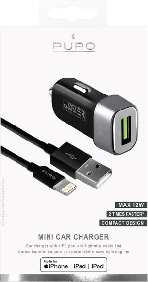 Puro Nabíječka Mini 1x USB-A 2,4 A (FCMCHUSBAPLT24CBLK)