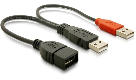 Napájací kábel USB A samica z 2xUSB A samec. dĺžka 22,5 cm