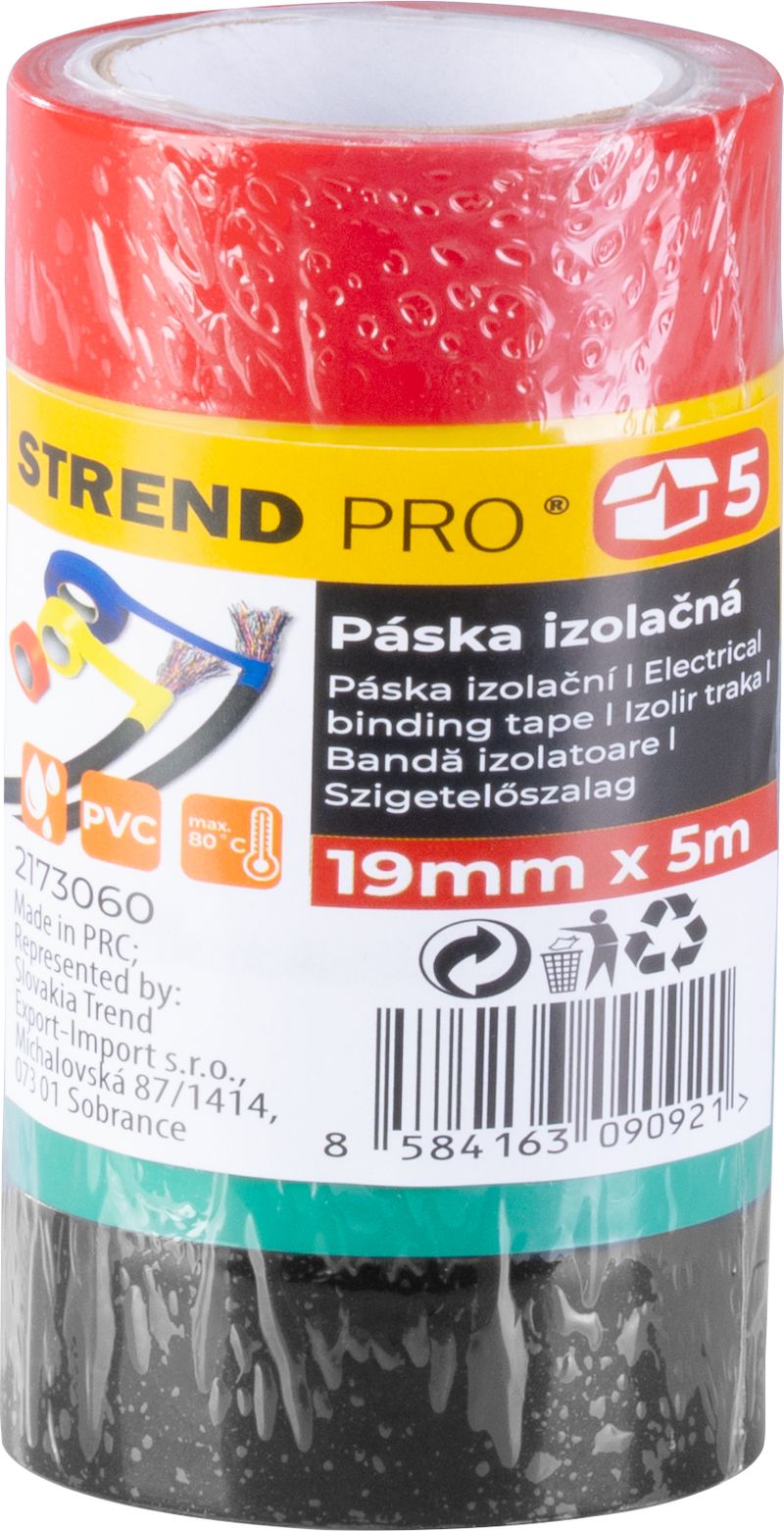 Páska izolační PVC 19 mm/5 m 5 ks mix barev