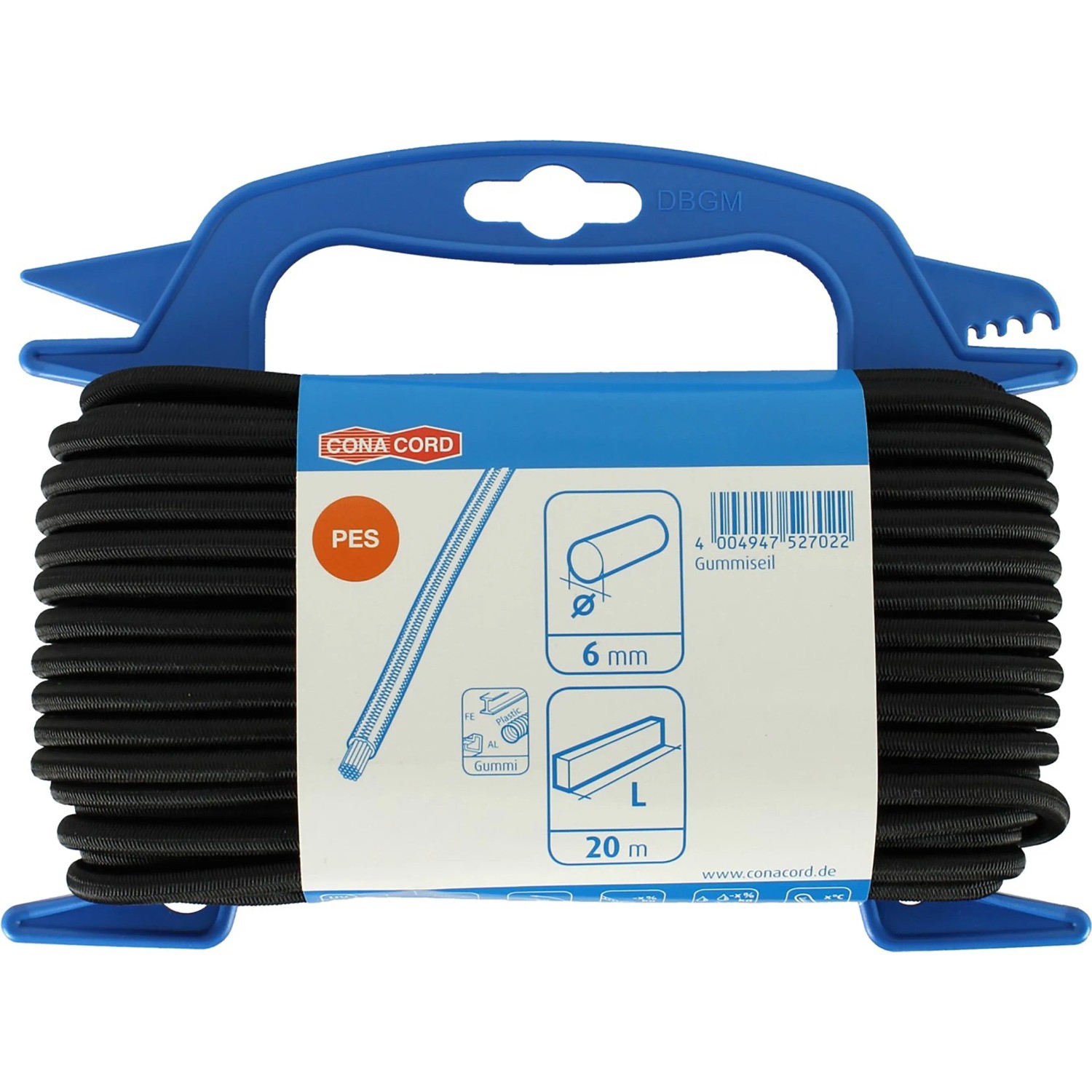 Pletené gumové lano Conacord O 6 mm x 20 m černé