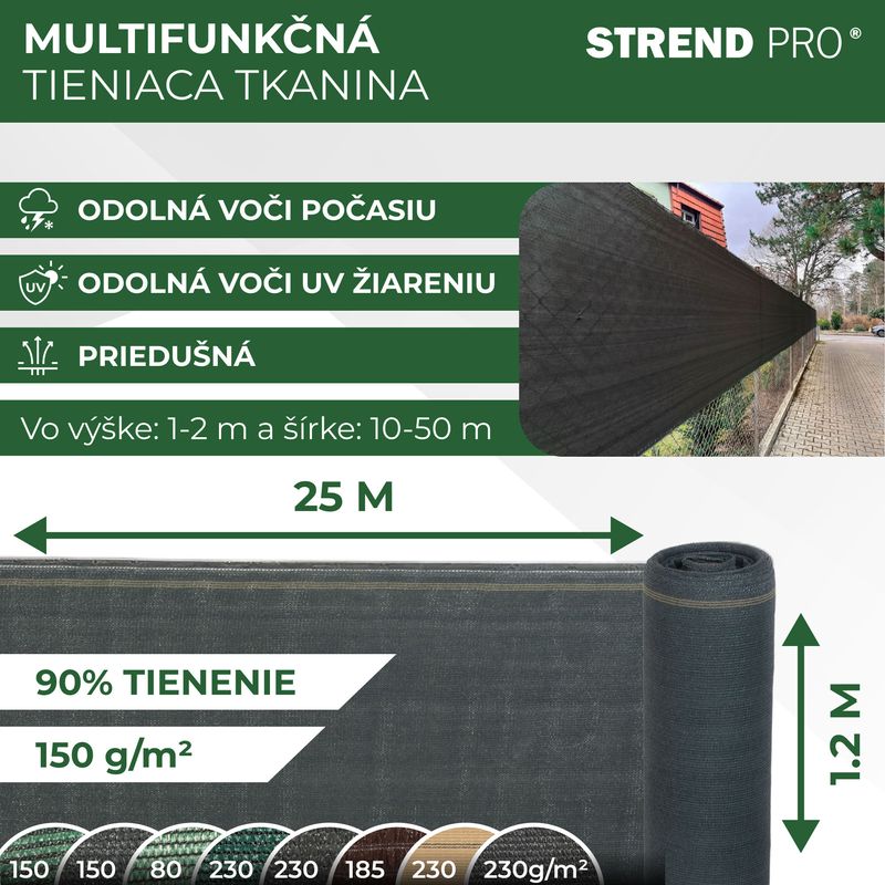 Tkanina tieniaca POPULAR.NET 1,2x25 m, HDPE, UV, 150 g/m2, 90% antracit