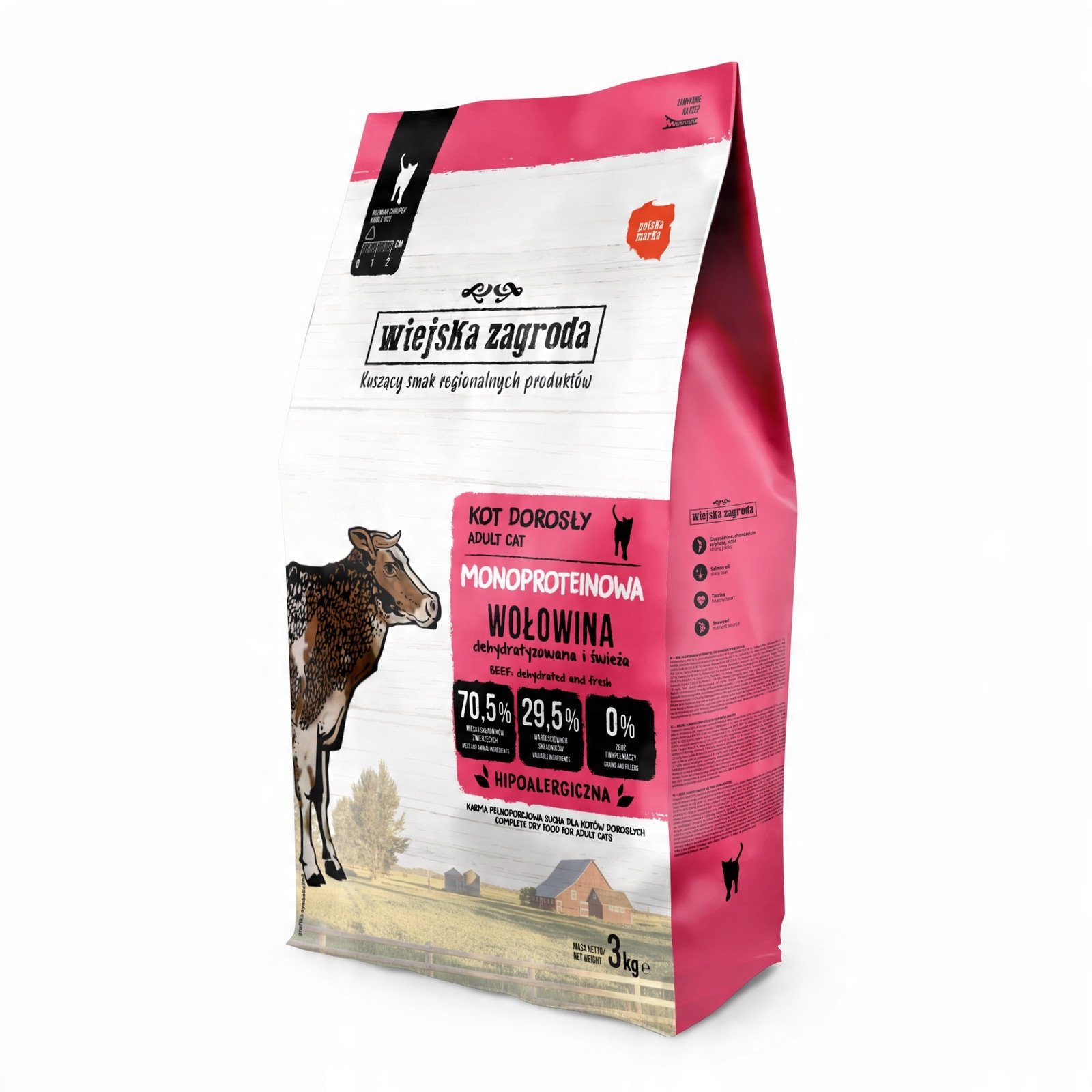 WIEJSKA ZAGRODA Monoprotein Beef - suché krmivo pro kočky - 3kg