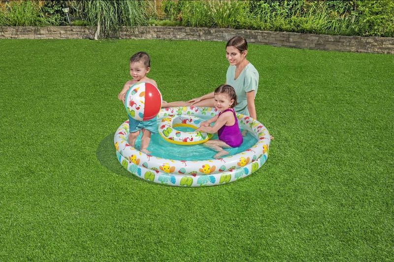 Bazén Bestway® 51124, Hrací bazénová souprava, dětský bazén, míč, kruh, 122x20 cm