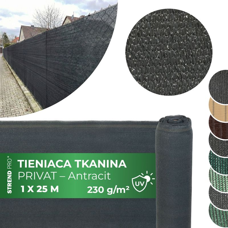 Tkanina tieniaca PRIVAT.NET 1x25 m, sieť, HDPE, UV, 230 g/m2, 95% antracit