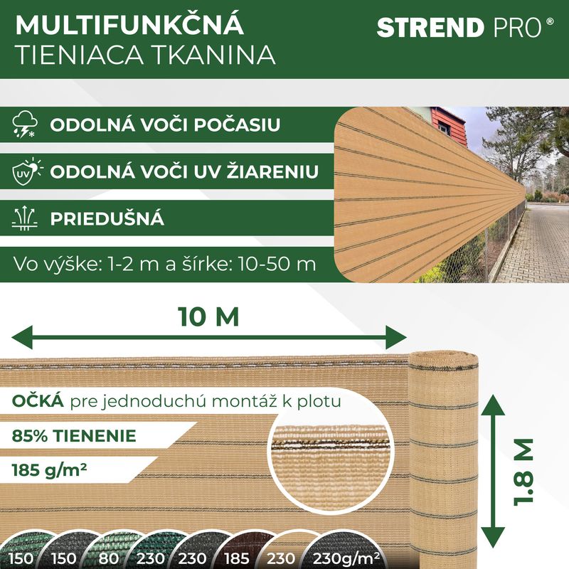 Tkanina tieniaca GoldScreen WE 1,8x10 m, UV, 185 g/m2, béžová