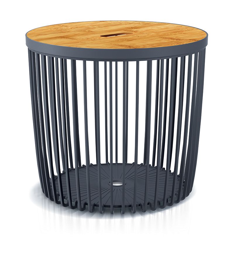 Clubo stůl s víkem 450x410 mm, 2v1, univerzální koš, bambusové víko, 50 litrů, antracitová barva