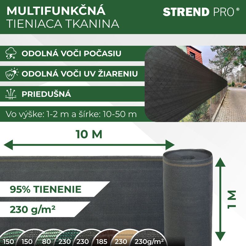 Tkanina tieniaca SHADE.NET 1x10 m, UV, 230 g/m2, 95% antracitová